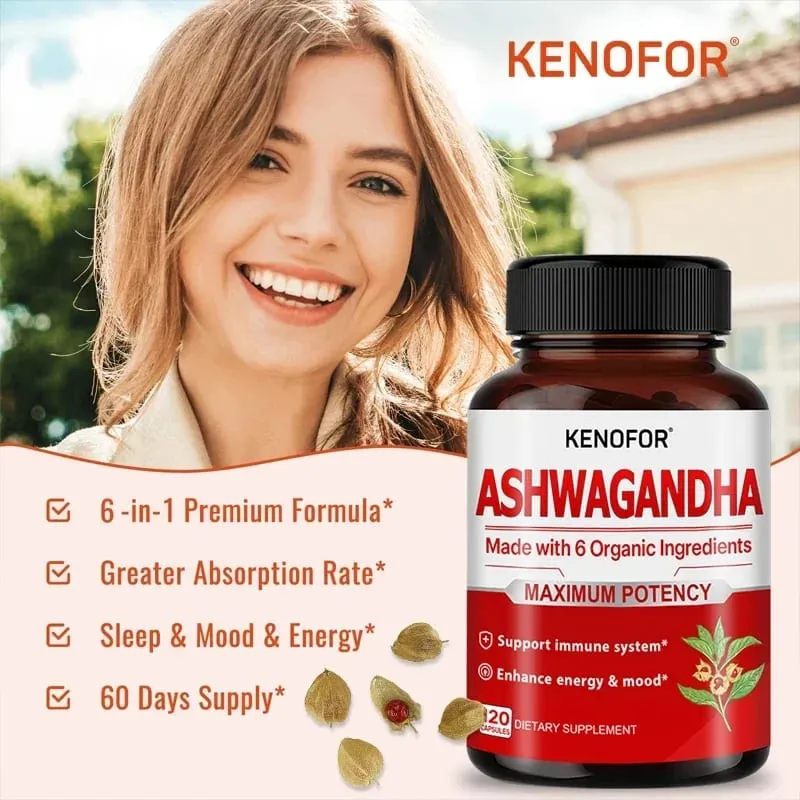 有機 Ashwagandha - 120 粒素食膠囊純有機 Ashwagandha 粉末和根提取物 - 緩解壓力改善情緒