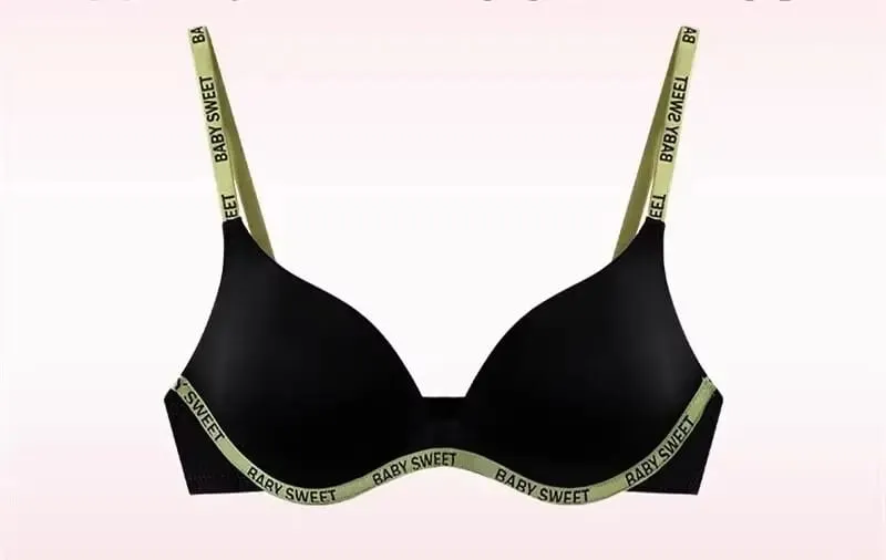 Trendy Dopamine Multicolor Seamless Bra Panty Set Sexy Push Up Small Bust Lift Wireless Soft Support Daily Party Plus Size 32-38