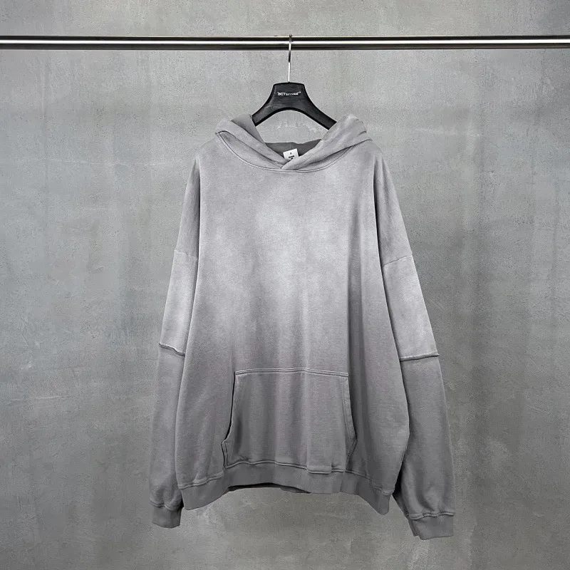 New Autumn Winter Men 400gsm Hoodies Streetwears High Street Heavy Weight Washed Cotton Sweatshirts Brand Tracksuit