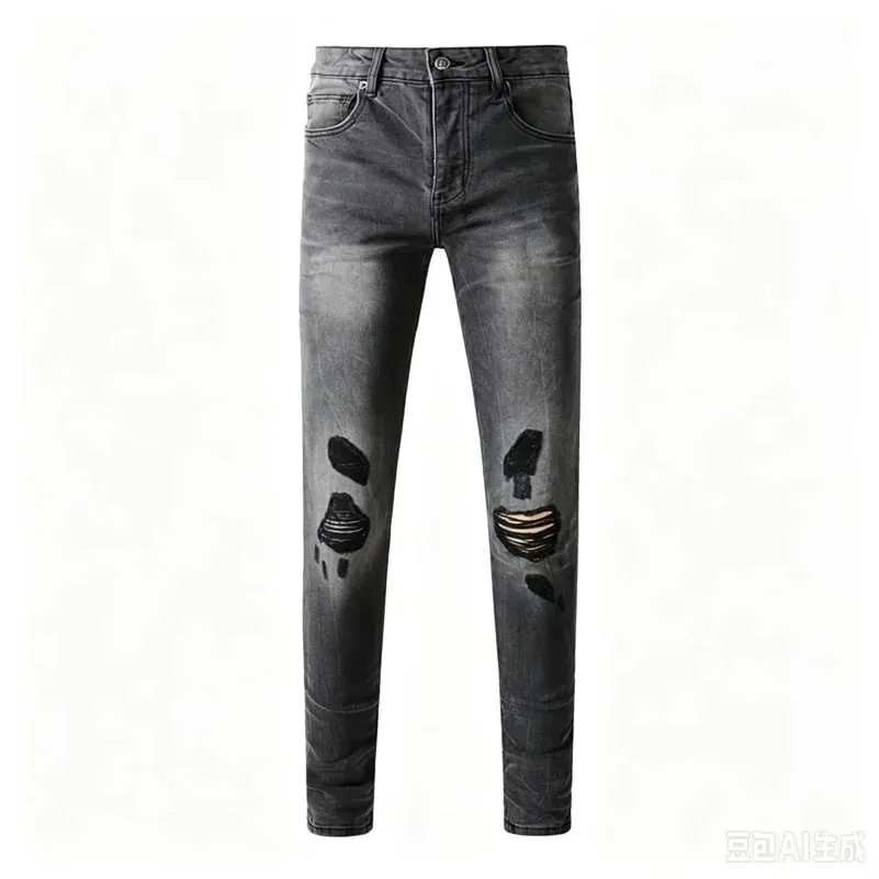 Luxury Streetwear Men's Jeans Americans Style Holes Long Trousers Quality Male Stretch Slim Pants Skinny Trousers