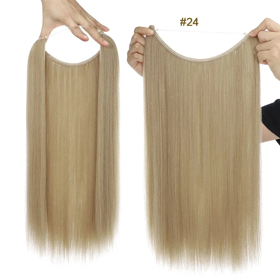 Syntetické Bez klipů Přírodní Prodlužování vlasů Ombre Černá Blond Jednodílný Dlouhý Rovný Neviditelný Drát Umělý Umělý Vlas