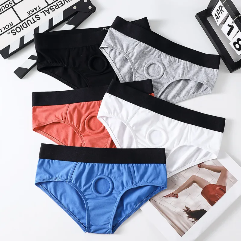 Men Front Hollow No Pouch Briefs Underwear Gay Erotic Lingine Panties Nightwear Hollow Out Open Front Underpants