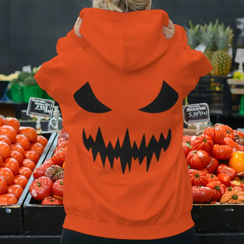 2026 Fashion Horror Movie Face Men's Hoodie Casual Long Sleeve Halloween Streetwear Unisex Luminous Style Hoodies