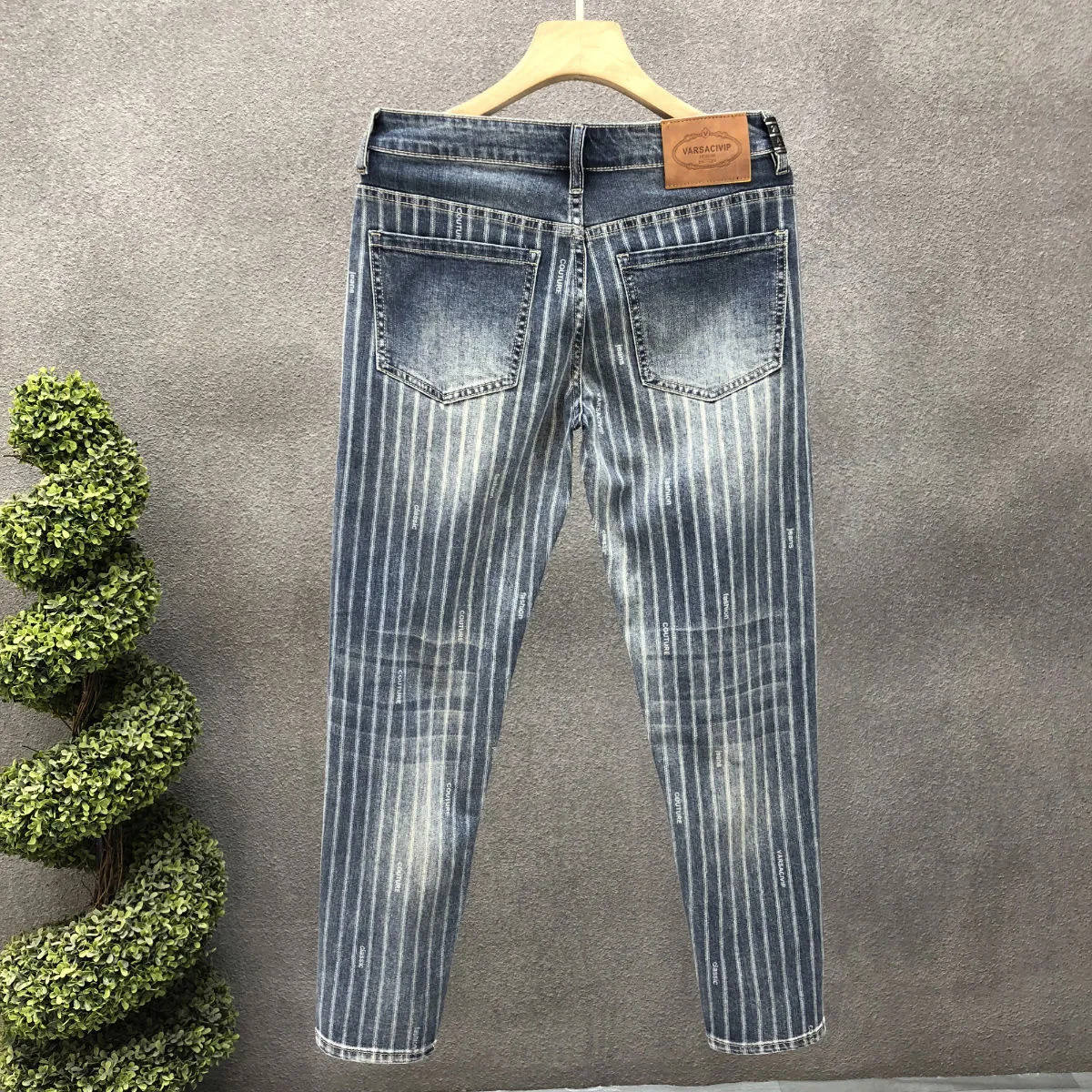 Autumn and Spring Fashion Trend Retro Sports Striped Straight Leg Jeans Men's Casual Comfortable Breathable High Quality Pants