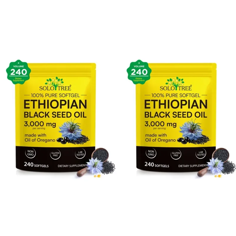 Ethiopian Black Seed Oil Softgels with Oil of Oregano Extract for Immune Support Digestive Comfort 240 Softgels