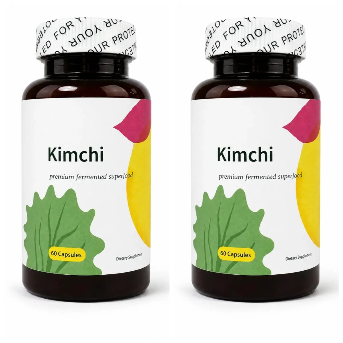 Kimchi Capsules 1500mg Fermented Superfood 60 Caps Gut Health Digestive Support Vegan Non-GMO Cabbage Ginger Dietary Supplement