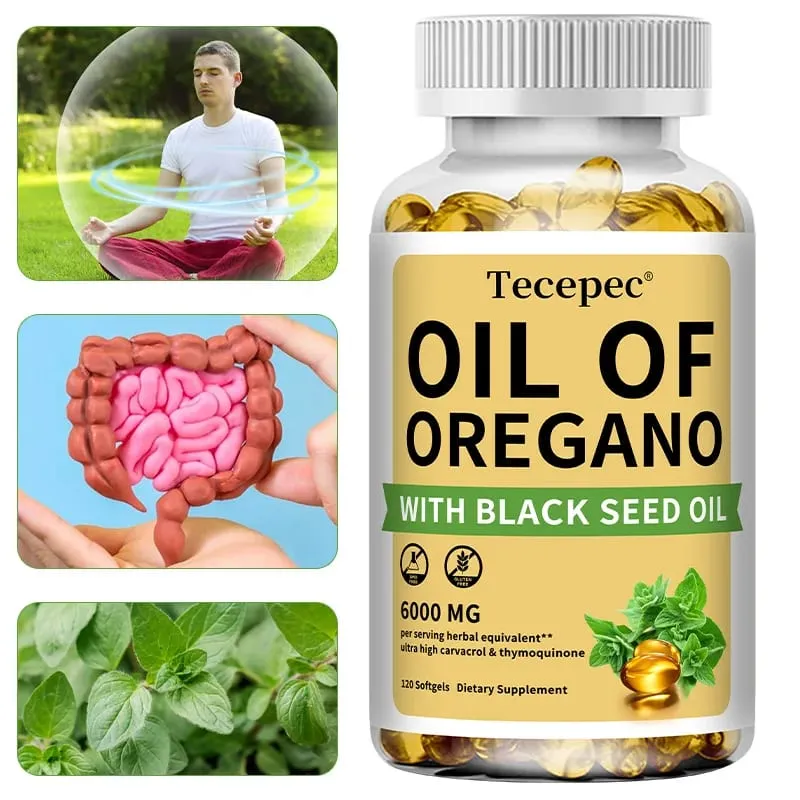 Oil of Oregano with Black Seed Oil 2 in 1 Oregano Supplement for Immune Health Digestive Health Non-GMO