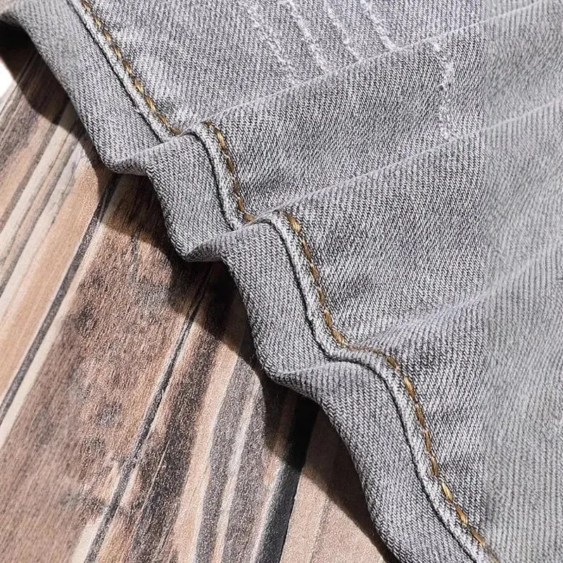 Fashion Designer Men Jeans Retro Gray Stretch Slim Ripped Jeans Panlalaking Elastic Pantalon Vintage Casual Denim Pencil Pantalon Hombre — image 6