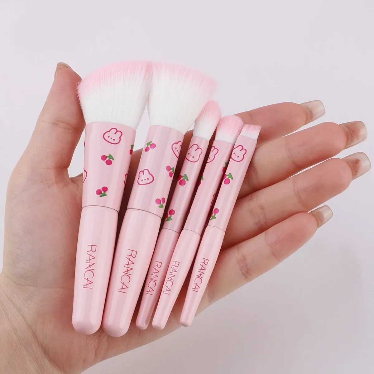 5Pcs 귀여운 컴팩트 메이크업 브러쉬 세트 케이스 프리미엄 브러쉬 완벽한 파운데이션 블러쉬 아이 섀도우 애플리케이션 미용 도구