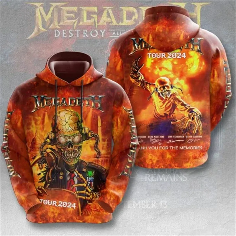 Rock Band Megadeth 3D Print Hoodies Men Women Fashion Retro Y2K Graphic Hoodie Sweatshirt Mens Clothing Men Tracksuit Gift Fan