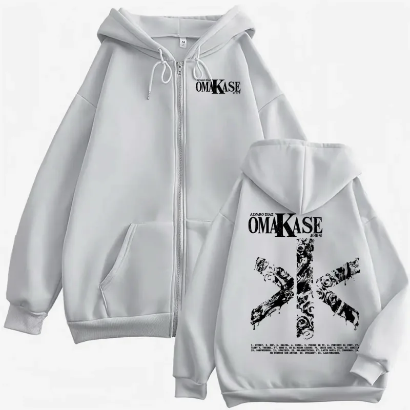 Alvaro Diaz Omakase Album 2026 Zipper Hoodies Men Women Hip Hop Pop Music Jacket Sweatshirts Bodywarmer Cozy Zip Up Hoodie Coats