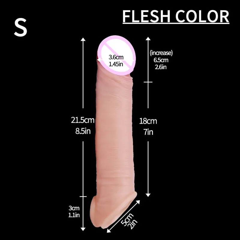 Sleeve for Erection Penis Training Sexy Adult Man Silicone Penis Sleeve Cock Ring Extender Male Sex Toy Dildo Cock