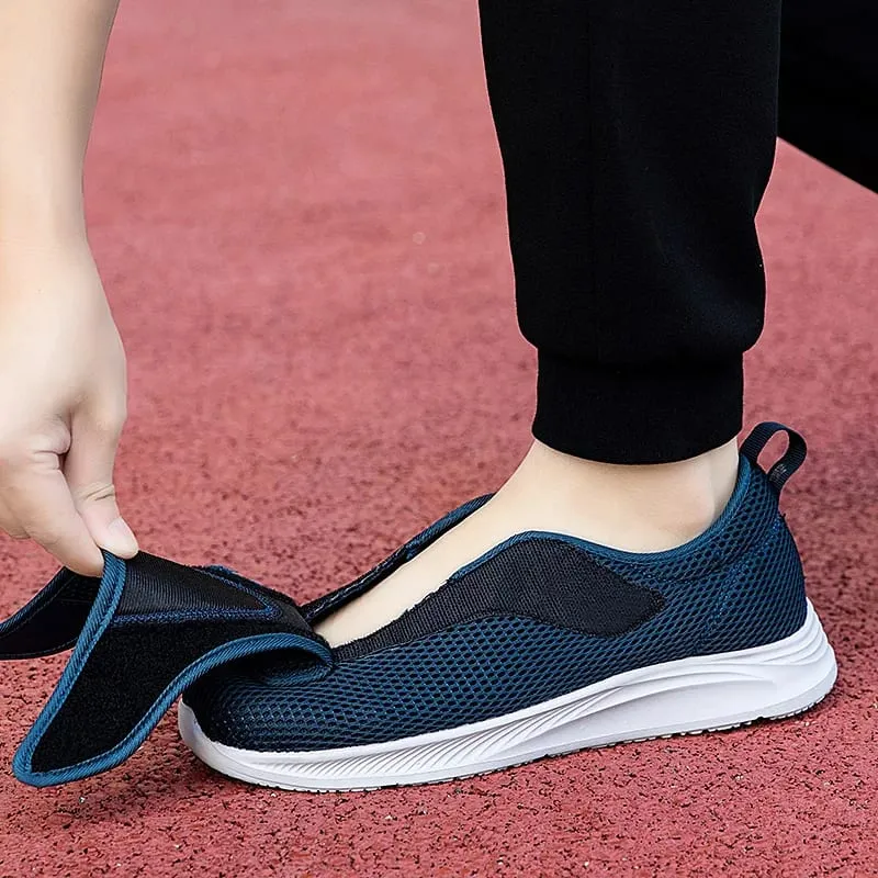 Sapatos abertos ajustáveis ​​para homens, leve, confortável, sapatos de caminhada para diabéticos, tênis para pés idosos inchados, largura normal