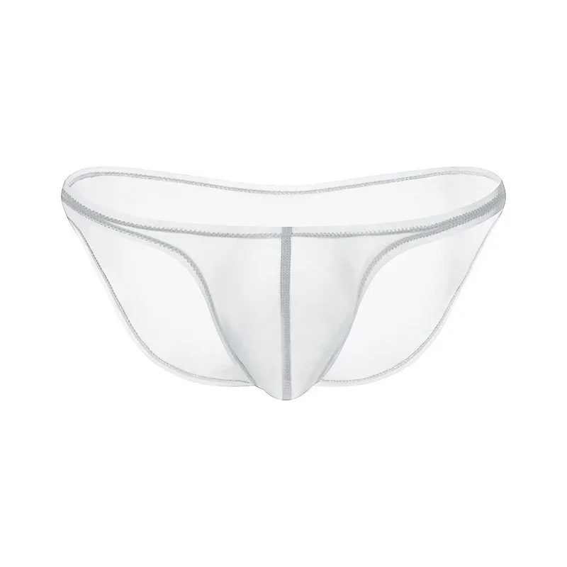 Sexy Mens Underwear Ice Silk Briefs Low Rise Transparent Bikini Panties Breathable Quick Dry Mesh Lightweight Undergarments