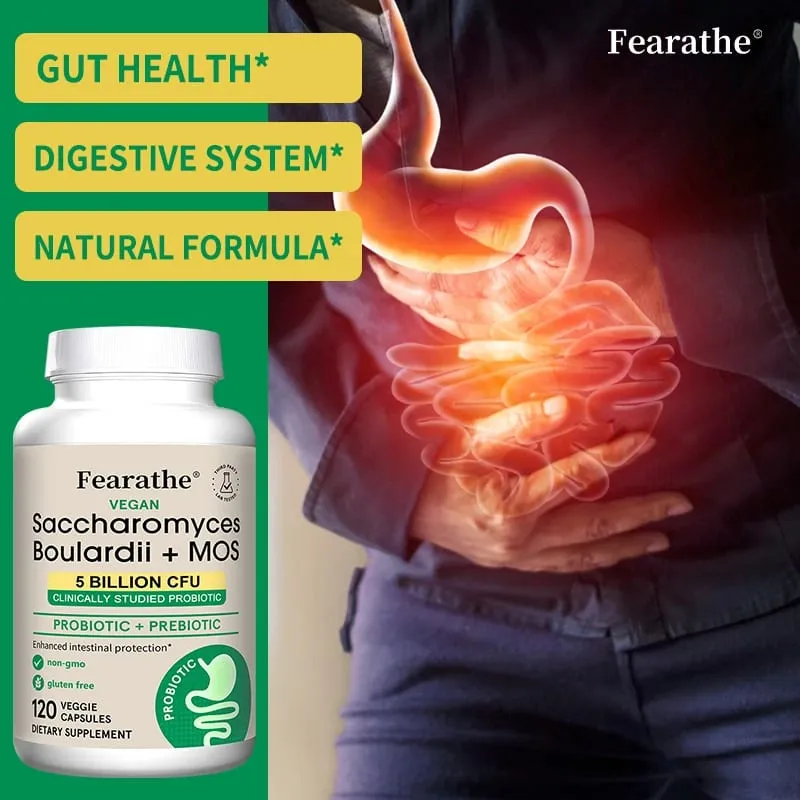 Saccharomyces Boulardii Probiotics Capsules for Women & Men Promote Intestinal Gut Immune & Digestive Health Non-GMO