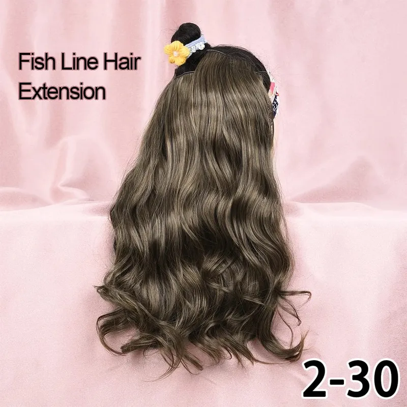 Silike 180g Fish Line Synthetic Wavy Clips in One Piece Hair Extensions 24 inch 17 Colors Heat Resistant Hair Extension