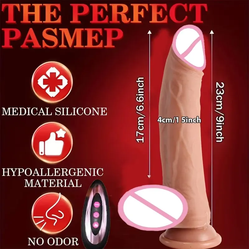 Dildo 8.66-in-1 Thrust & Vibration Modes Silicone Sex Toy with Remote Heating & Rotation G-Spot Stimulator for Vaginal Anal Use Party Favor Adult Product 8.66-inch