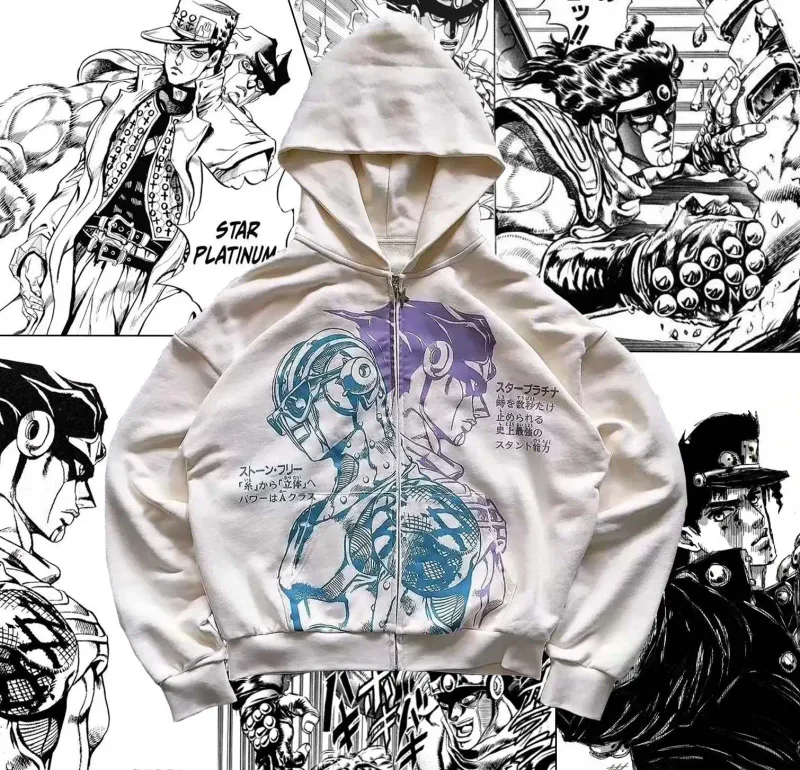 Y2k Jojo Bizarre Adventure Anime Hoodie Harajuku Oversized Sticky Fingers Hoodies Women Men Streetwear Couple Hip Hop Sweatshirt