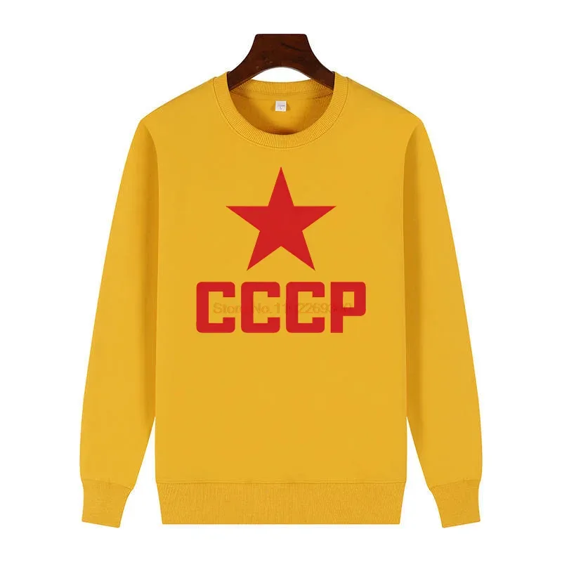 Fashion Men's Winter Sweater Cccp Urrs Printed Sweater Crew Neck Fleece Pullover For All Ages New In Sweatshirts Male Clothes