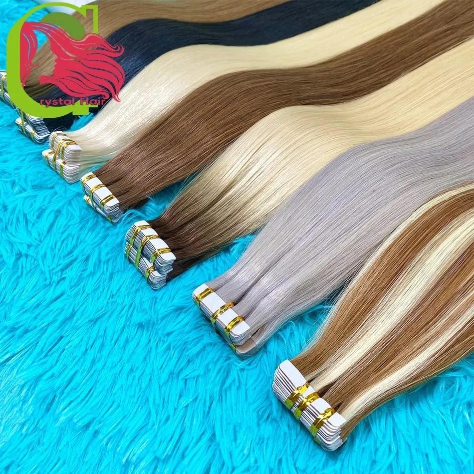 Blonde Seamless Tape in Hair Extensions Human Hair Skin Weft PU Tape on 20 PCS 18'-30' Length Easy Installation Hair Extensions