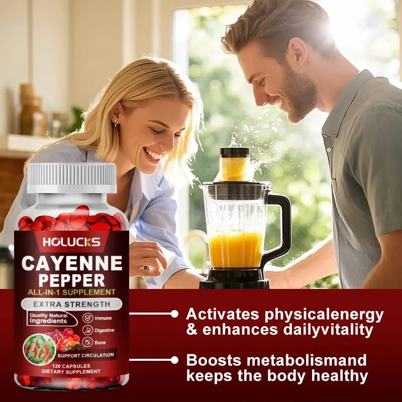 Cayenne Pepper Capsules Supports Metabolism & Digestion Dietary Supplement Vegan Non-GMO