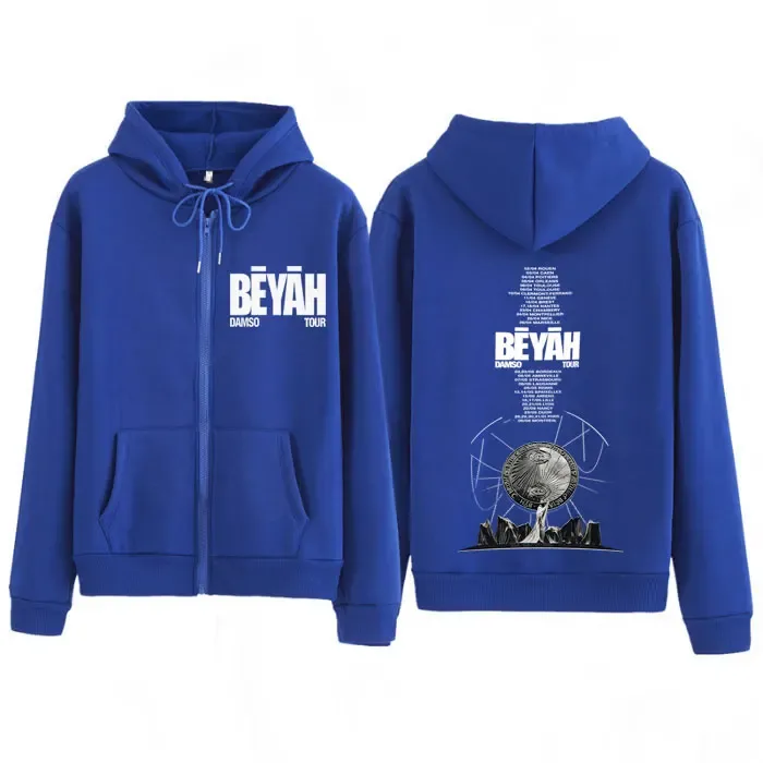 Singer Damso 2026 Tour Beyah Album Print Zip Up Hoodies Men Women Fashion Jacket Hip-Hop Gothic Punk Loose Zipper Sweatshirts