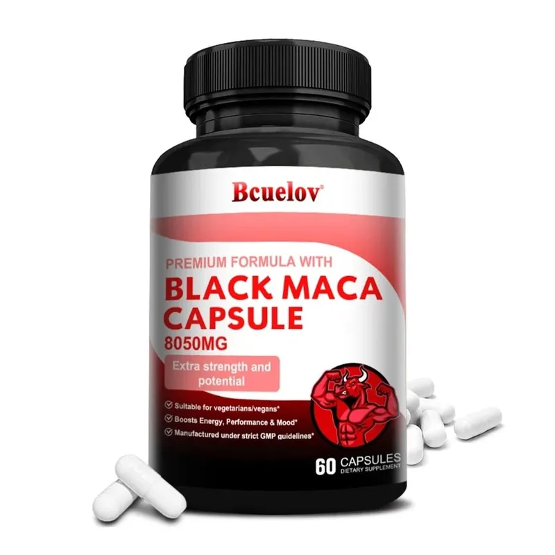 Výkonný doplněk Black Maca pro muže a ženy Zlepšení energie Vytrvalost Zdraví svalové hmoty Veganská kapsle Maca Root