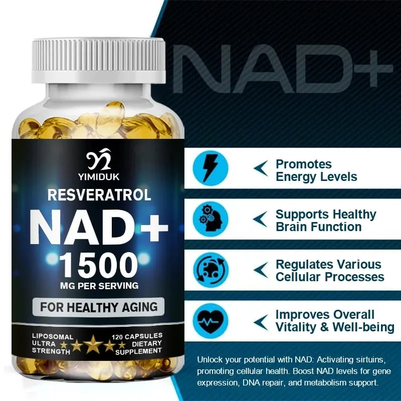 1500mg NAD Supplement - Liposomal NAD+ Supplement with Resveratrol Stamina & Healthy Aging - Strength Capsules