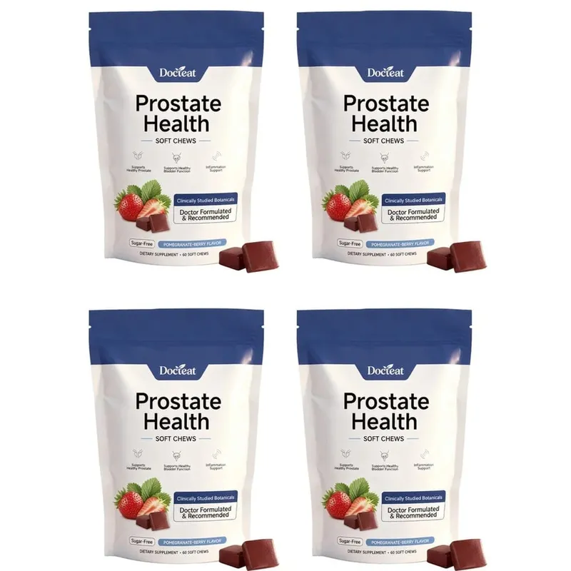 Docteat Prostate Health Gummies with Vitamin C Sugar-Free Pomegranate-Berry Flavor Immune Balance Antioxidant Support 60 Gummies