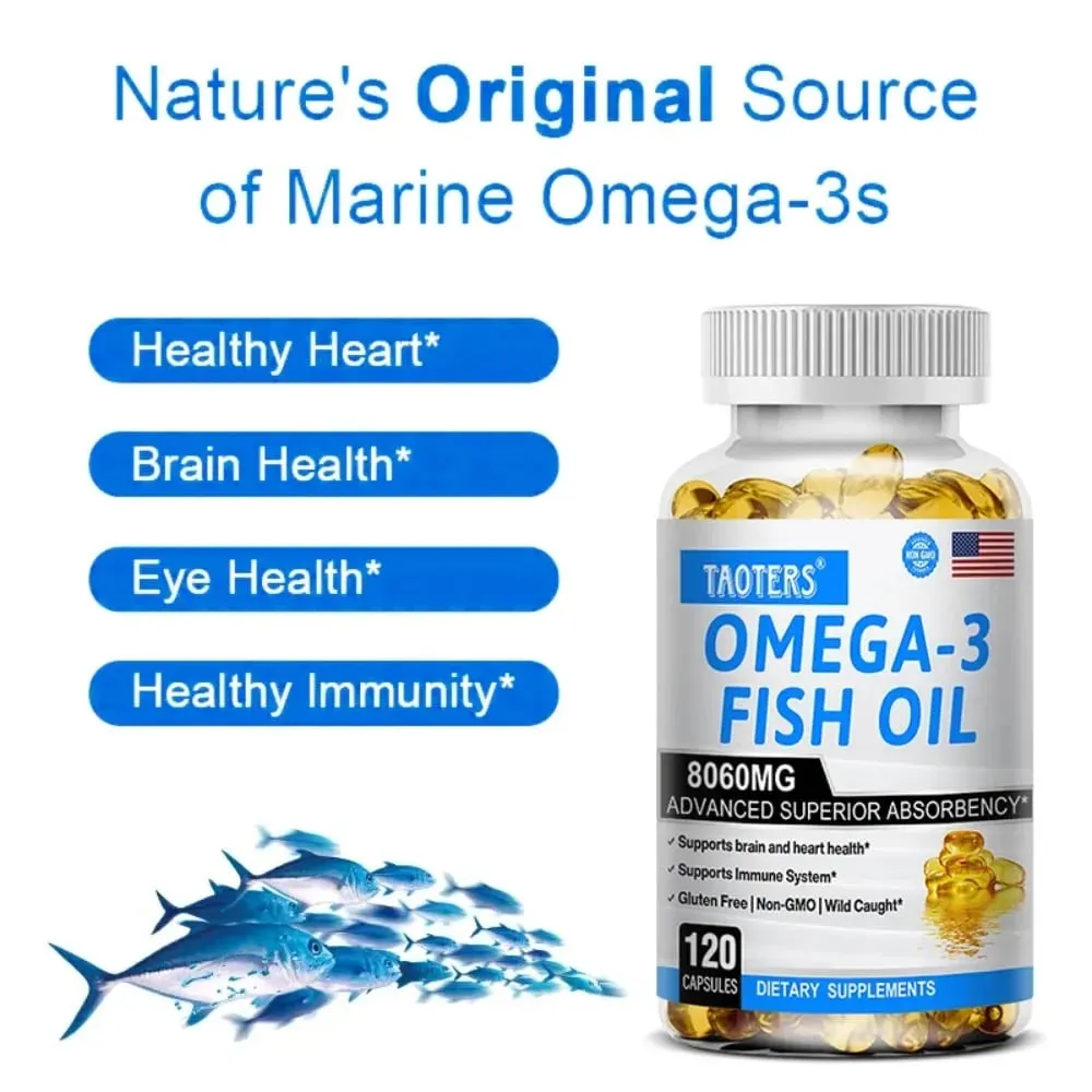 Omega-3 & EPA DHA – Heart Health Brain Health Inflammation Health Support Gluten-Free Easy To Swallow
