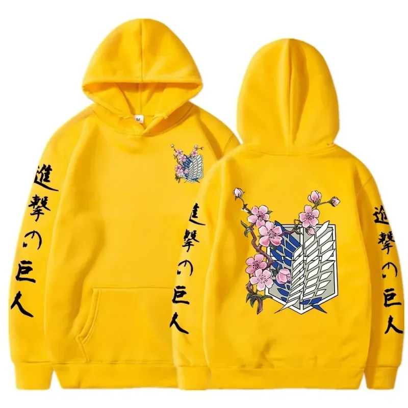 2026 Anime Attack On Titan Wings Of Liberty Sakura Wings of Liberty Graphic Men Women Hoodies Plus Size Sweatshirt Streetwear