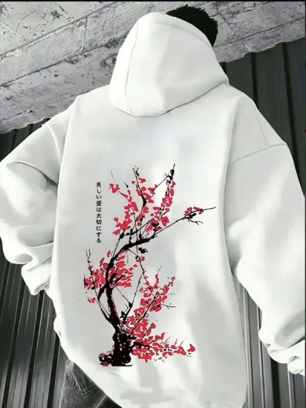 A Japanese streetwear Harajuku printed hoodie for men a sporty casual and fashionable autumn and winter sweatshirt top