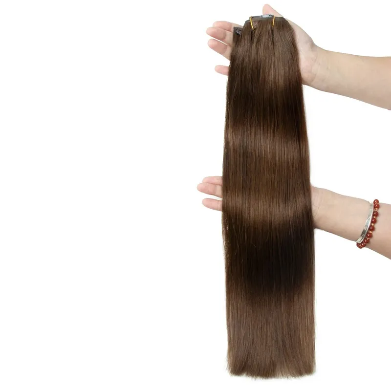 Extensiones con clip ligeras para mujer, juego de 7 Uds., cinta Invisible de PU, trama de cabello humano Natural de PU inyectado, 12-24 pulgadas, uso de longitud adicional