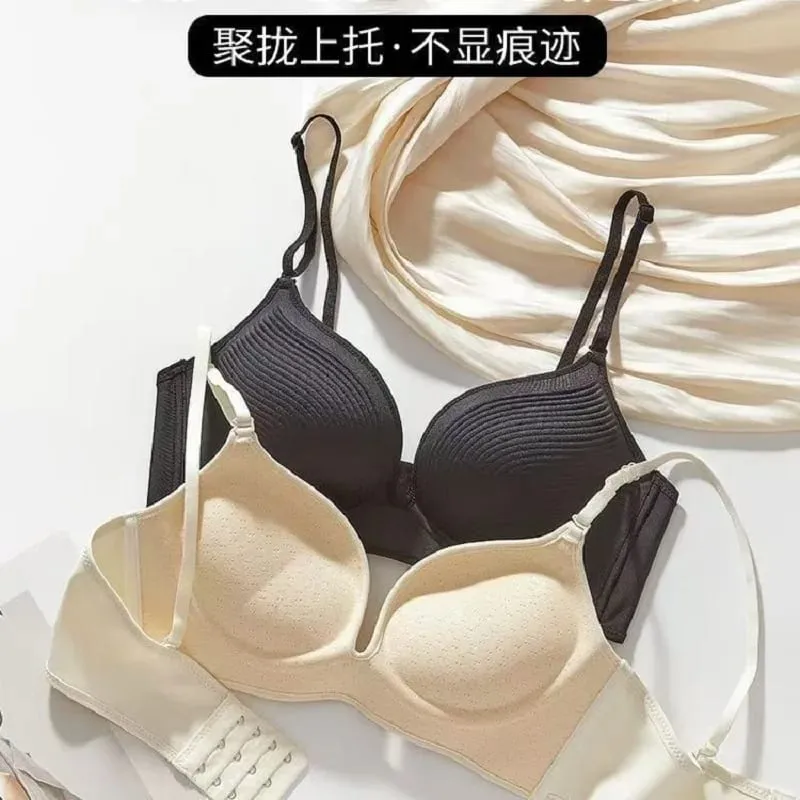 10CM Push Up Bra for Small Breast No Steel Wire Ultra Thick Padded Invisible Seamless Gathers Side Breast Bra Lingerie