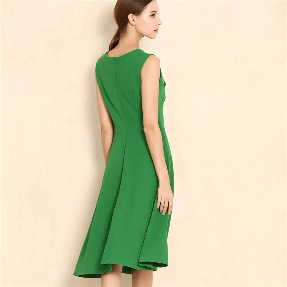 Hepburn Style Vintage Dress New Women Sleeveless Large Swing Sexy Party Dress