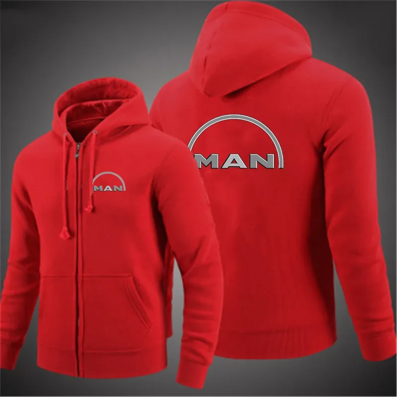 2025 Spring And Autumn Men's Truck man Logo Print Minimalist Style Daily Commute Hooded Coat Drawstring Zipper Hoodies Jacket