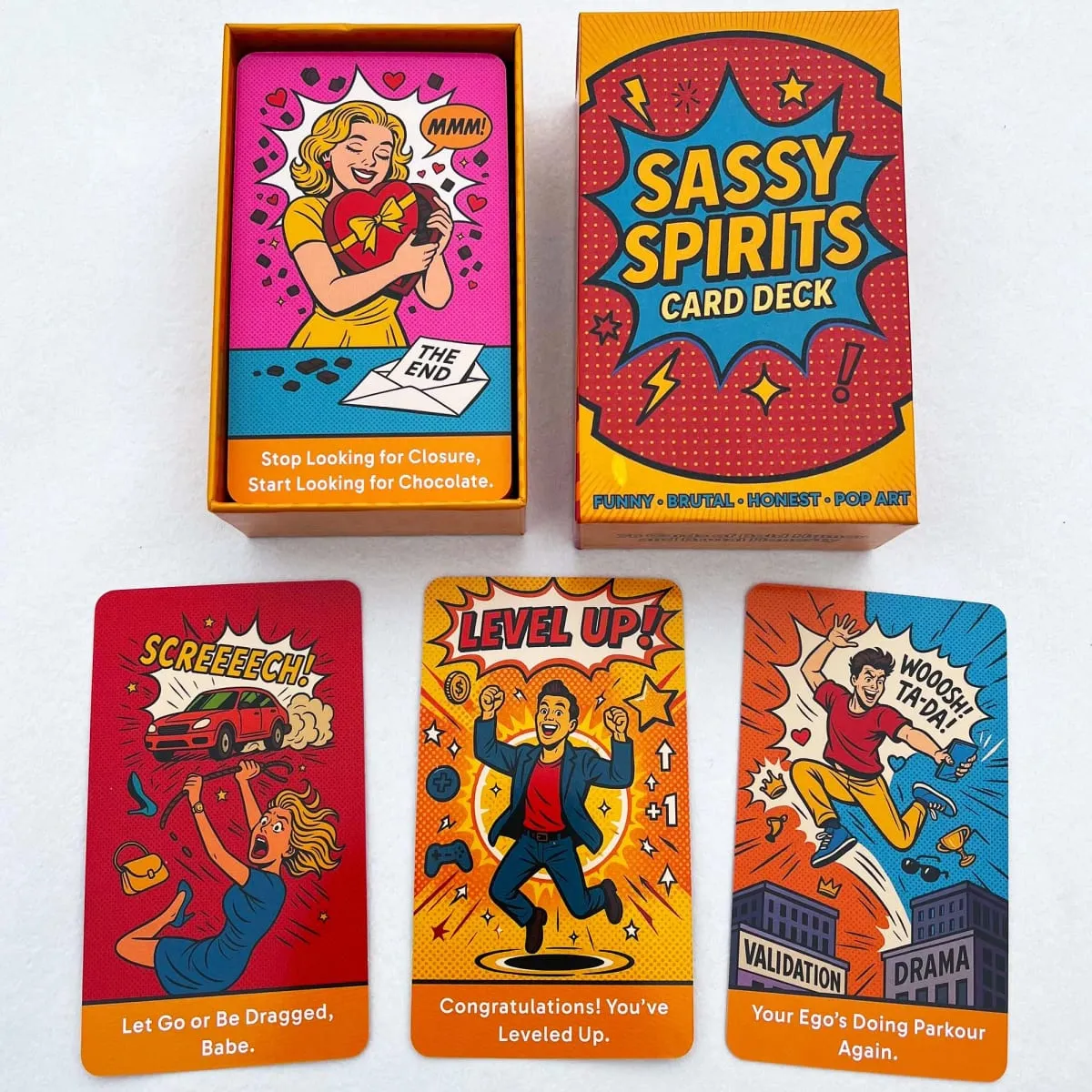 78 Card Deck Sassy Spirits Oracle Card Deck， Humorous Divination Cards Includes Funny Honest Trendy Art Comic Style