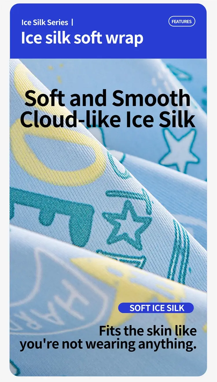 MiiOW 4Pcs Ice Silk Men Boxers 10A Antibacterial Crotch Man Panties Underpants Breathable Cartoon Print Men's Underwear Trunks