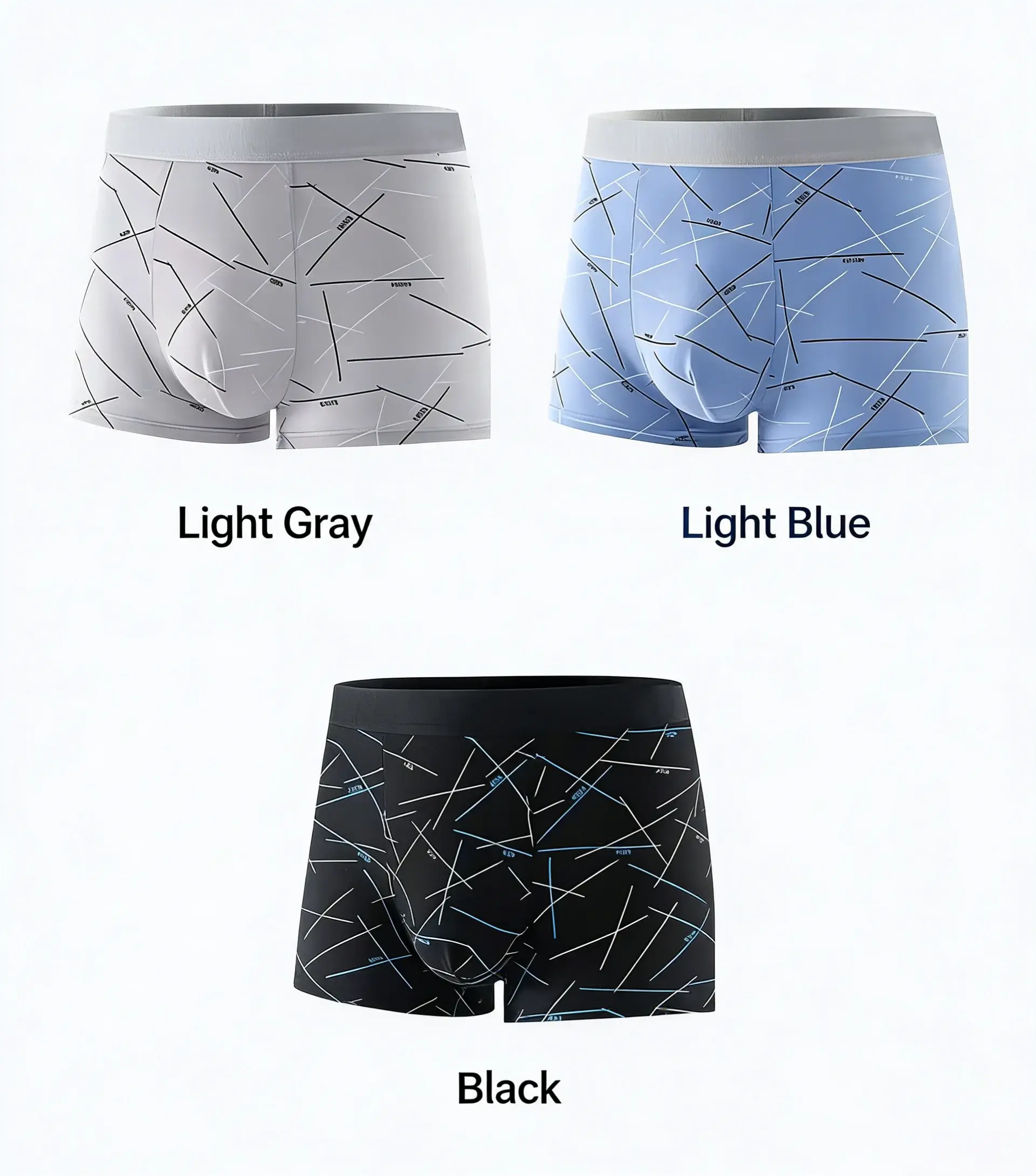 4pcs men's underwear, comfortable, soft and fashionable daily line print intimate boxer briefs, sporty and breathable boxers 3256811629132186