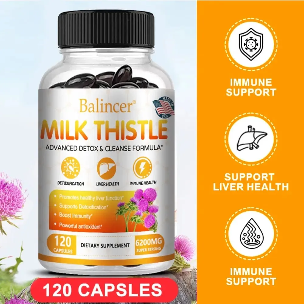 Milk Thistle with Dandelion Root - for Kidney & Liver Health Liver Detox and Cleanse Promotes Skin and Digestive Health