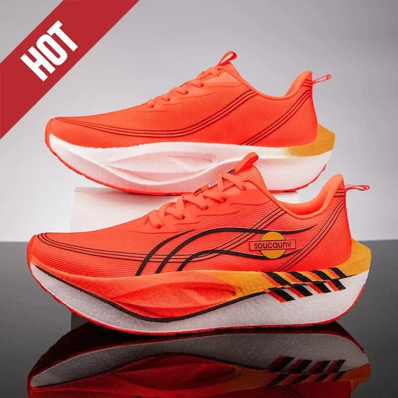 Men Women Carbon Plate Marathon Running Shoes Breathable Lightweight Non-Slip Racing Training Sports Sneakers Walking Outdoor
