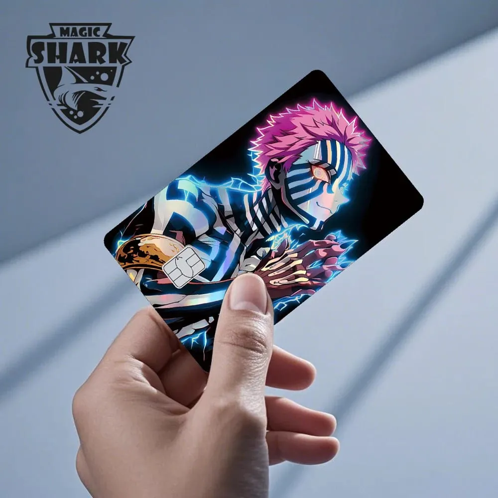 Magic Shark Cool Demon Slayers Anime Shinny Holographic Skin Cover Laser Sticker Film for Debit Credit Bank Card
