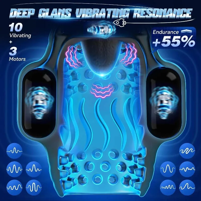 Smart Vibration Male Masturbator Penis 360° Wrapping Stimulator Adult Sex Toy for Men 10 Vibrating & 3 Motors with App Control