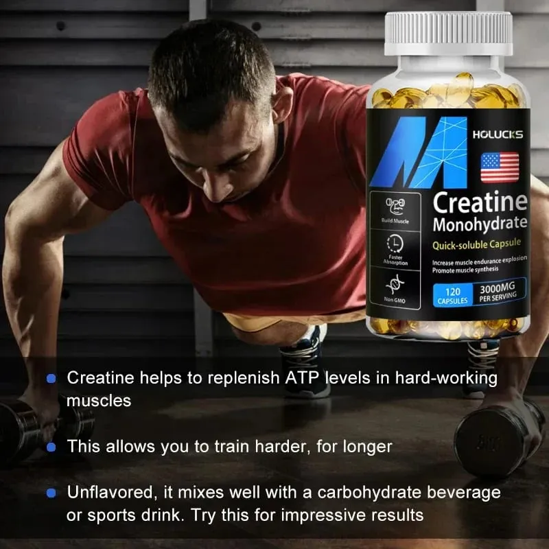 Creatine Monohydrate Supplement Boost Energy Support Muscle Mass Improve Performance for Workout