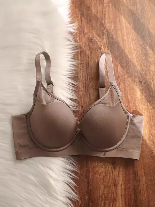 Nahtlose, dünne Push-up-Dessous in Übergröße für Frauen, große Brüste sehen kleiner aus, weicher Anti-Durchhang-Bügel-BH