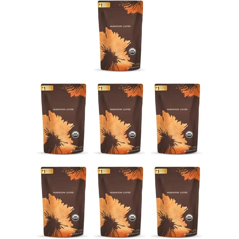 Organic Mushroom Blend Powder Lion's Mane Reishi Gut Health & Energy Support 48mg Caffeine Gluten Free Vegan 30 Servings