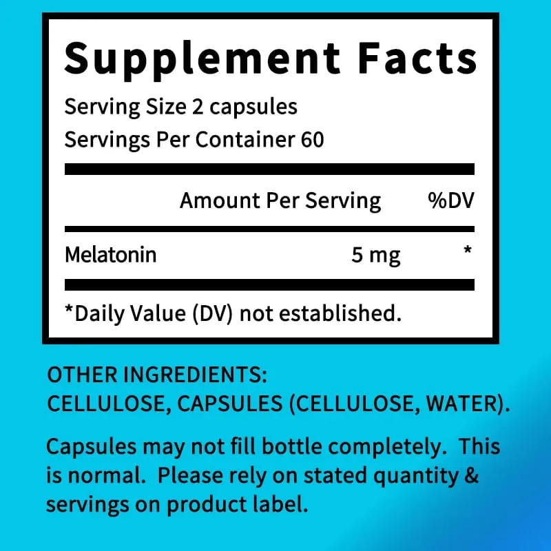 Melatonin Supplement Kapsler 5 Mg - Naturlig søvnstøtte Afslapning og ro fremmer søvnkvaliteten