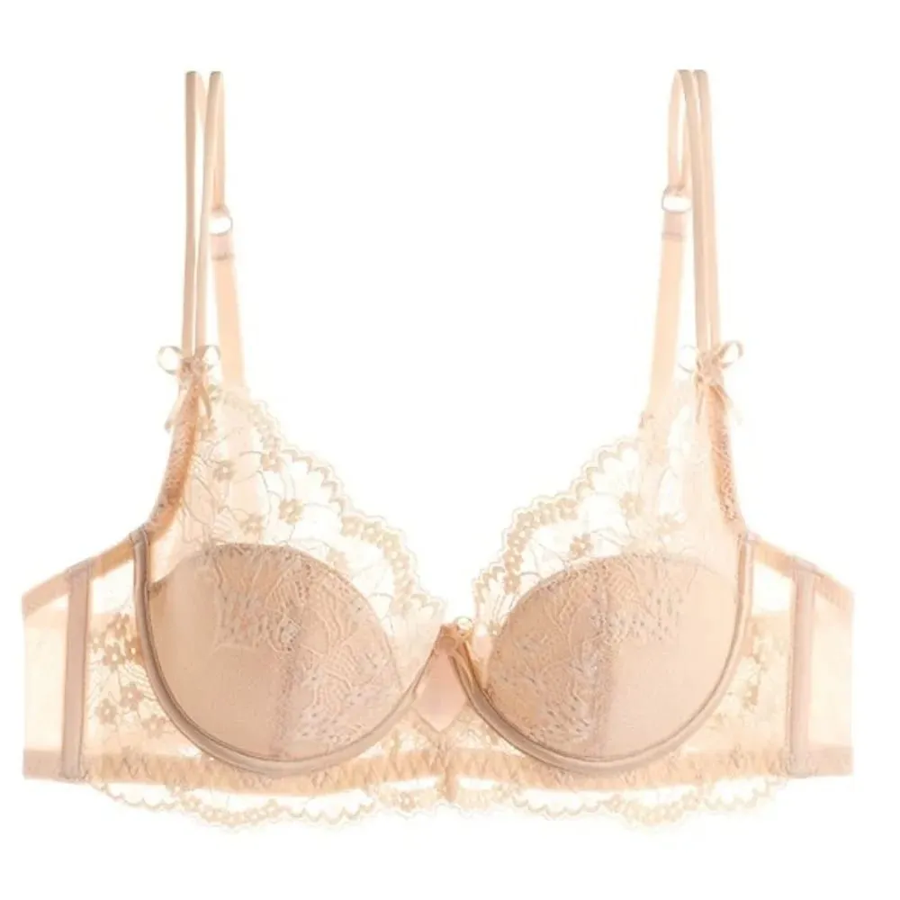Female Lace Full Cup Minimizer Bra Set Thin Push‑Up Anti‑Sag Comfortable Lingerie Underwear For Big Breast Soft Daily Intimates