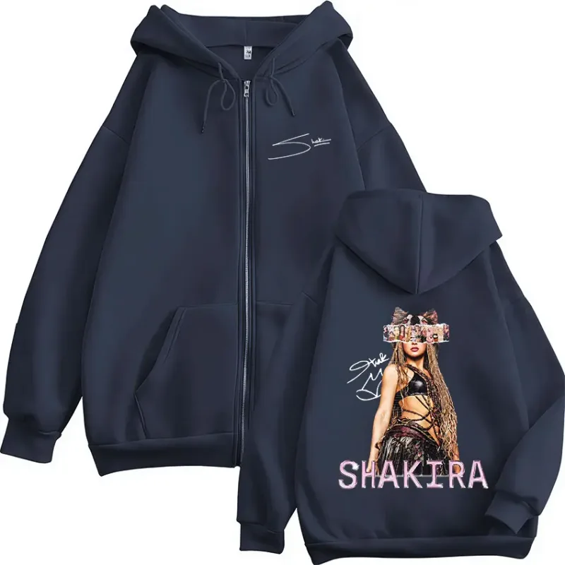 Shakira LMYNL Las Mujeres Ya No Lloran Tour Merch Zipper Hoodies Men's Women Casual Long Sleeve Zip Up Sweatshirts Jackets Coat