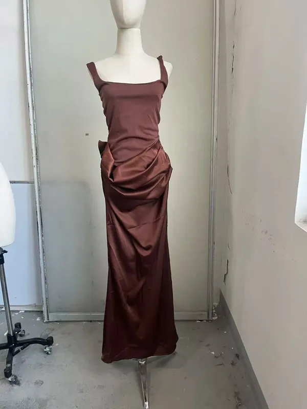 Sexy Women Solid Halter Maxi Dress Elegant Deep V Neck Sleeveless Ruched High Slit Dresses Evening Party Fashion Female Clothing